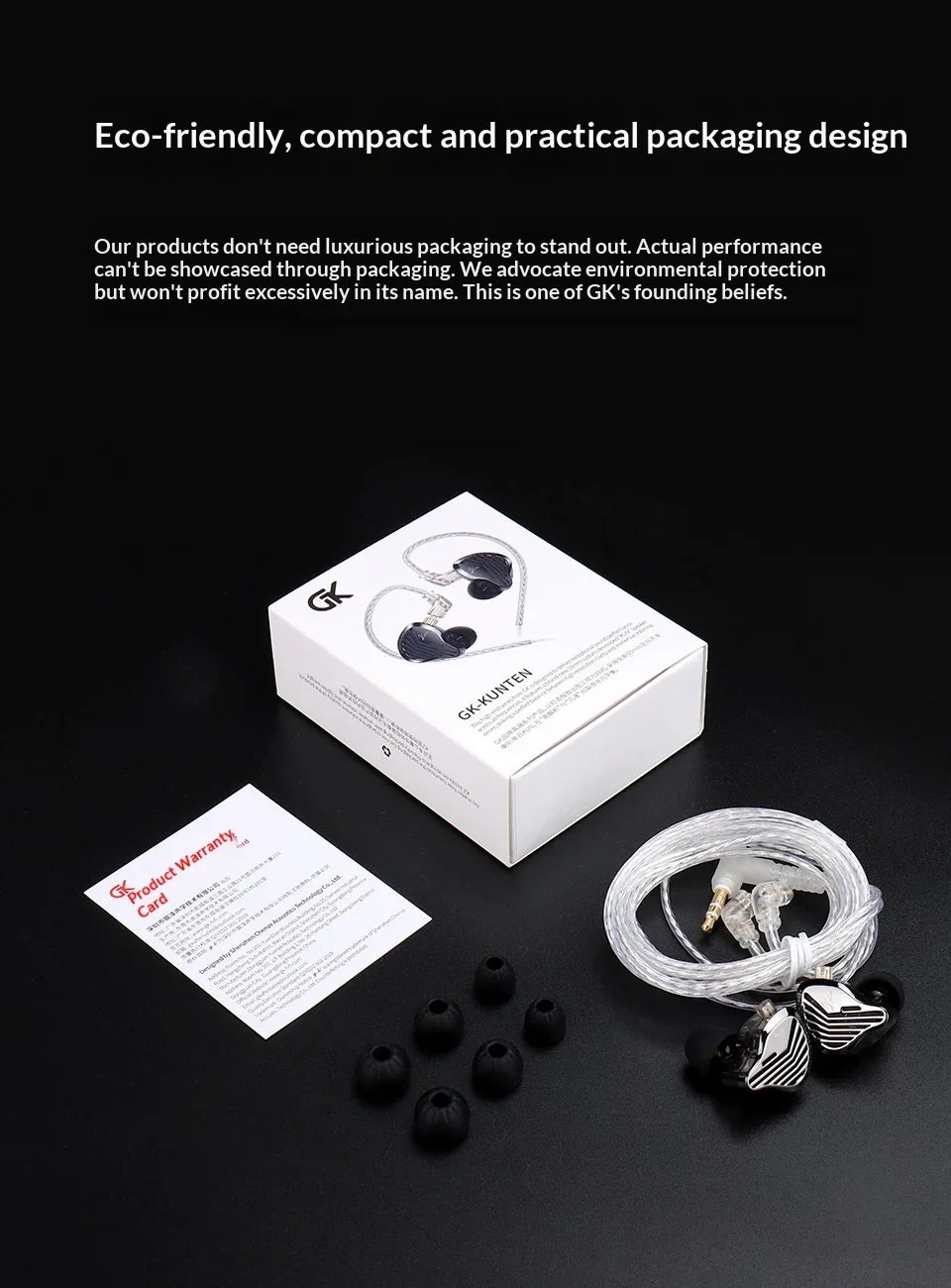 GK-KUNTEN Wired Earphones Flagship Single Motion In Ear Heavy Bass Fever HIFI High Quality Earphones
