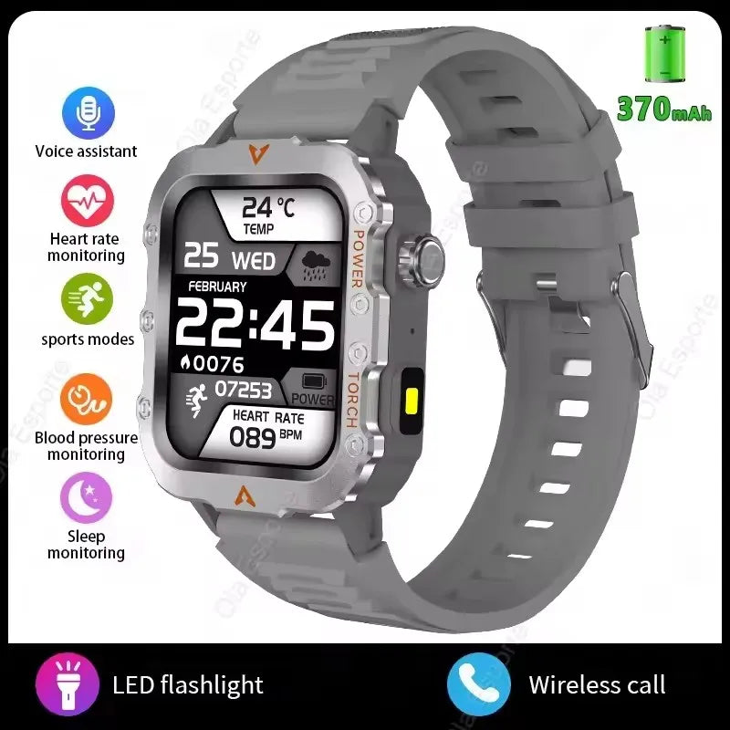 2026 New Rugged Military GPS Smart Watch Men Bluetooth Call Health Monitoring Sports 5ATM Waterproof Smartwatches Man Pk HT30