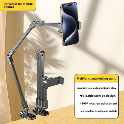 Adjustable Bed Phone Holder Stand for 4.7-12.9 Inch Phone Tablet, Foldable Metal Arm Desk Clamp, 360° Viewing