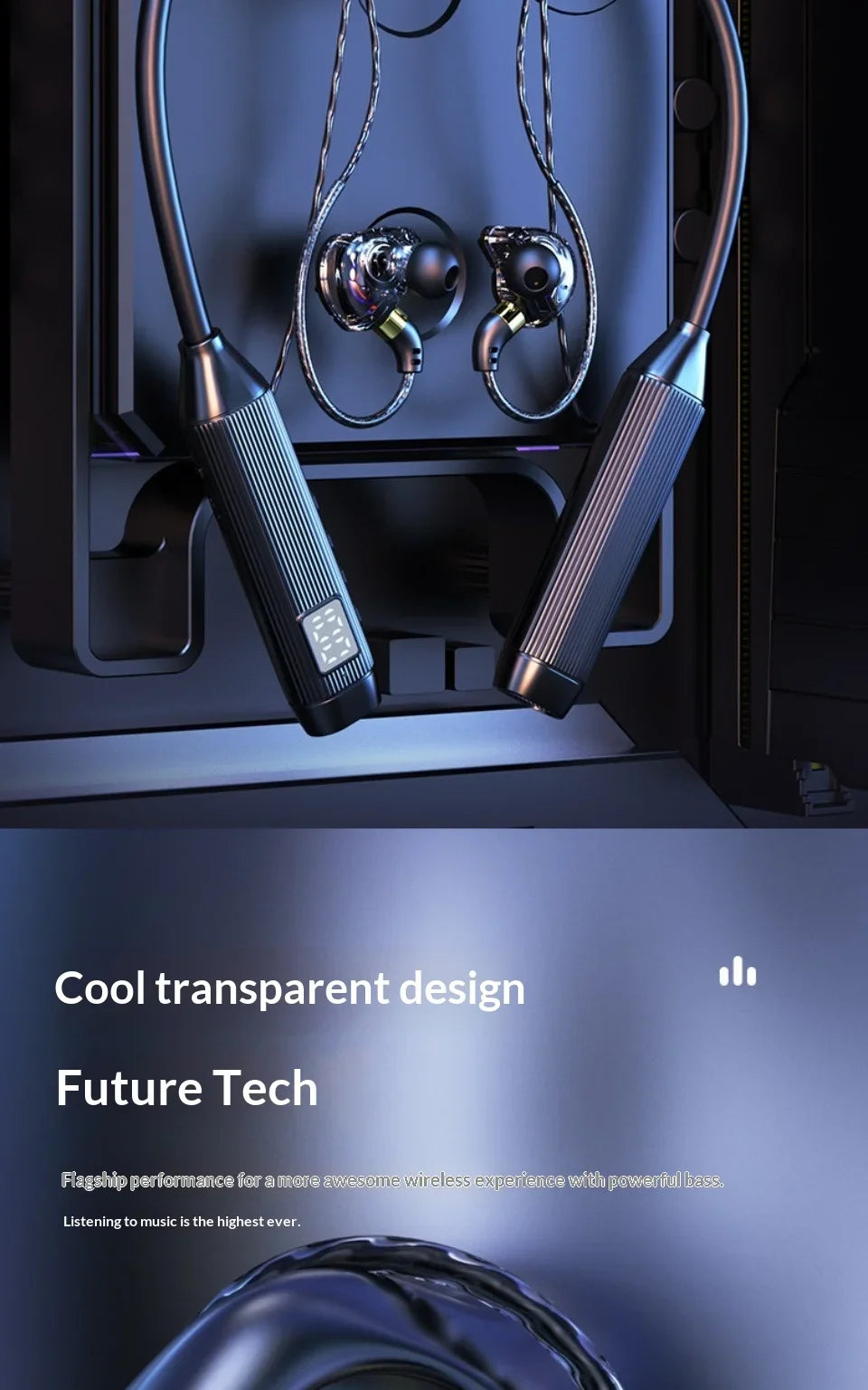 In-Ear Comfortable Wear Earphone Neck-hung Wireless Bluetooth Headphone Ultra-Long Battery Life Noise Cancellation Earbuds