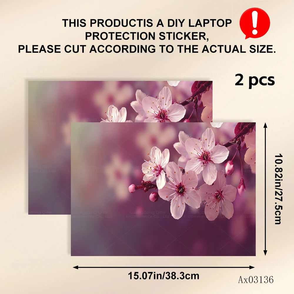 Pink Flower Laptop Stickers Self Adhesive Waterproof Anti Scratch Notebook Cover for Device Notebook MacBook Protective Skins