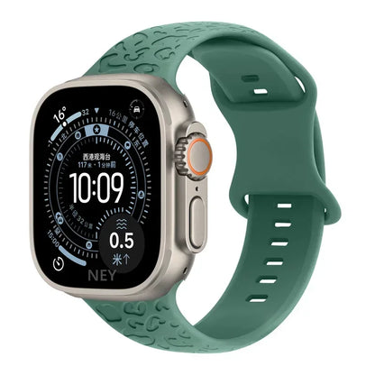 Engraved Strap For Apple Watch Band ultra 49mm 41mm-44-42mm 46mm Sport Silicone Leopard bracelet iWatch Series 11 10 9 8 7 se 6