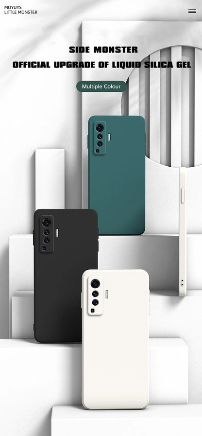 Luxury Square Liquid Silicone Case for VIVO X50 Pro Plus Lite X51 5G Camera Protective 360 Shockproof Phone Cover X50Pro X50Lite