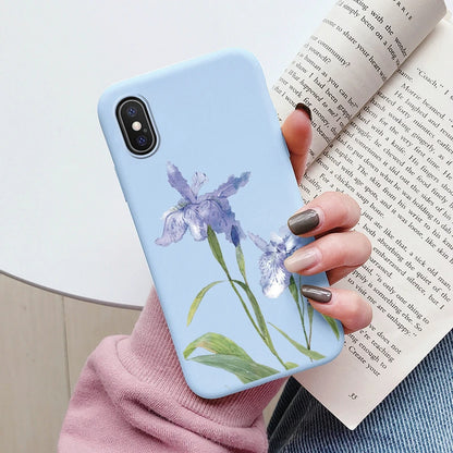Flowers Funda For Phone Case iPhone X XS MAX XR Capa Soft Silicone Cute Cat Bear Back Cover For iPhone XR Bumper Women Anti-Fall
