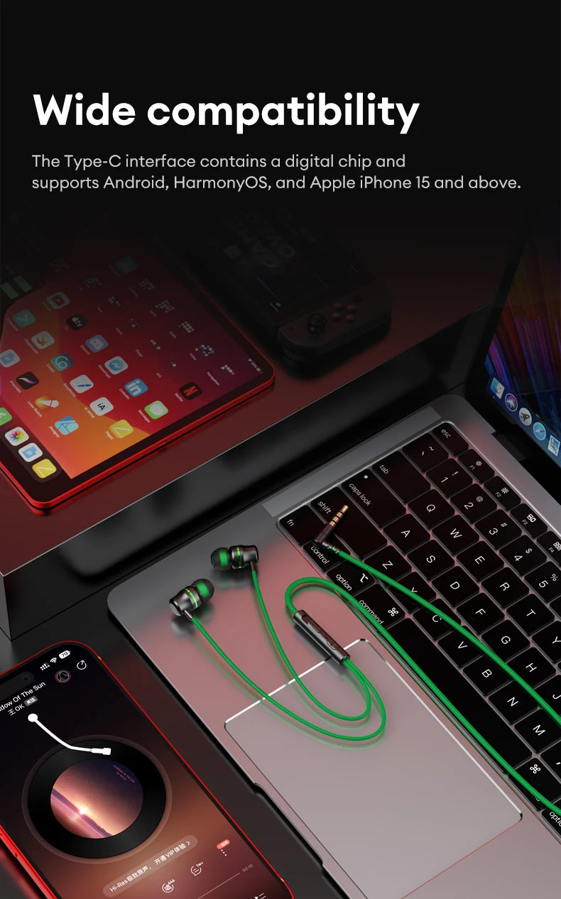Lenovo YF38 Wired Headphones Type-C/3.5mm With Wire Control In-ear Wired Earphones With Mic For Laptop Computer Tablet Phone