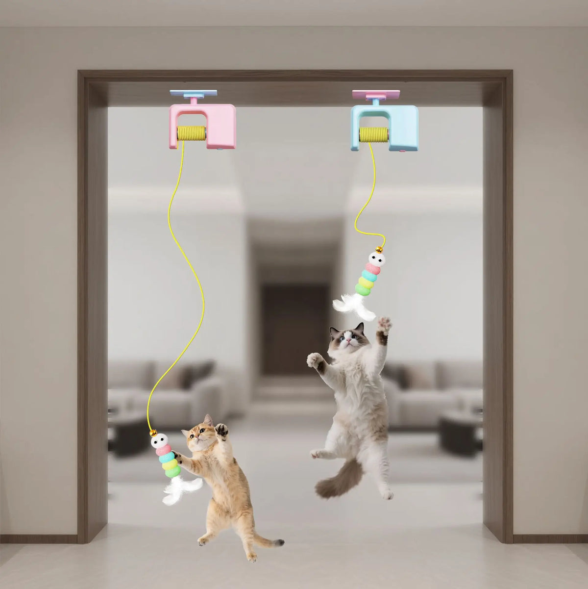 Electric Interactive Cat Yo-Yo Toy Smart Door Hanging Cat Balls Toy Self-entertainment Amusement Artifact for Cats Kittens