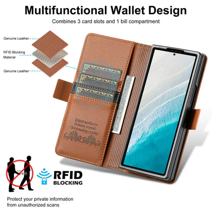 Luxury Leather Wallet Cover for Samsung Galaxy Z Fold 7 5G 2025 Flip Case Magnetic Book Business ZFold 3 4 5 6 Fold7 RFID Cover