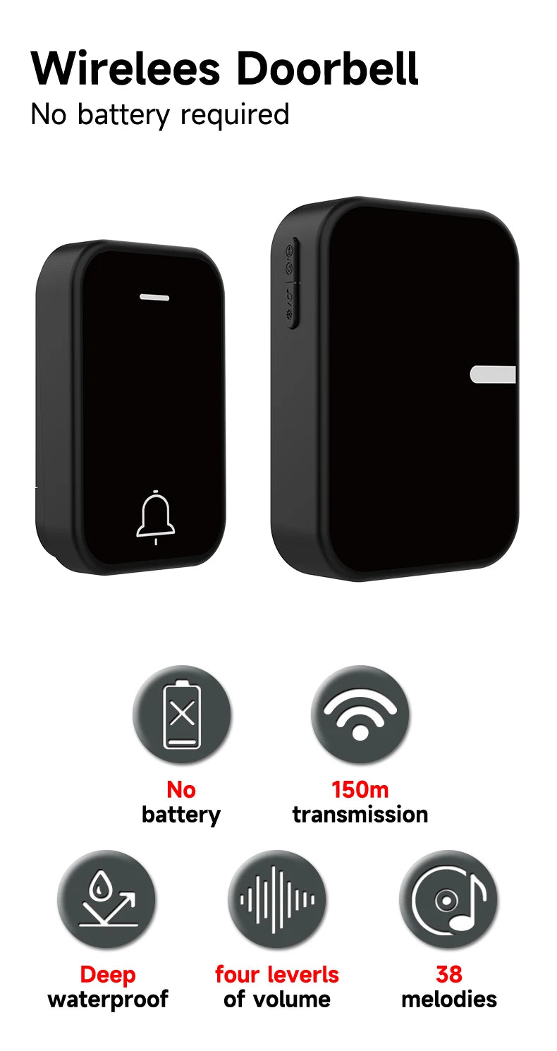 Acrylic Decoration Does Not Require Batteries Kinetic Energy Door Bell Household Waterproof Wireless Electronic Doorbell