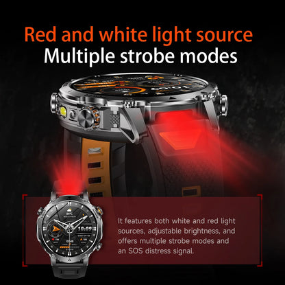 LIGE TANK Ultra 1400mAh Battery Military Smart Watch 10ATM Waterproof Heart Rate Flashlight Sports Bracelet Smartwatch Men Lady