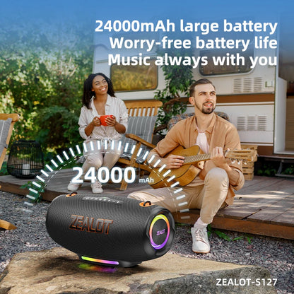 ZEALOT S127100W Powerful subwoofer Portable wireless speaker,24000mAh Battery,RGB Light,Great for Gift-Giving Birthday/Christmas