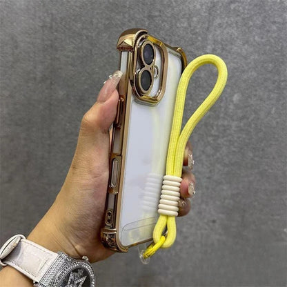 For Vivo S50 S30 Pro mini Y500 Pro Y50 Y31 2025 Y300 GT Y21D VivoY500 Plating Frame Casing With Strap Rope Shockproof Back Cover