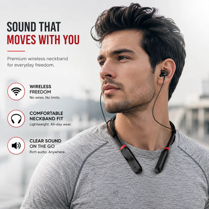 Bluetooth 5.4 Neckband Wireless Earbuds with Mic, 100H Standby Stereo Magnetic Sports Headphones for Running, Gym, Travel, Phone
