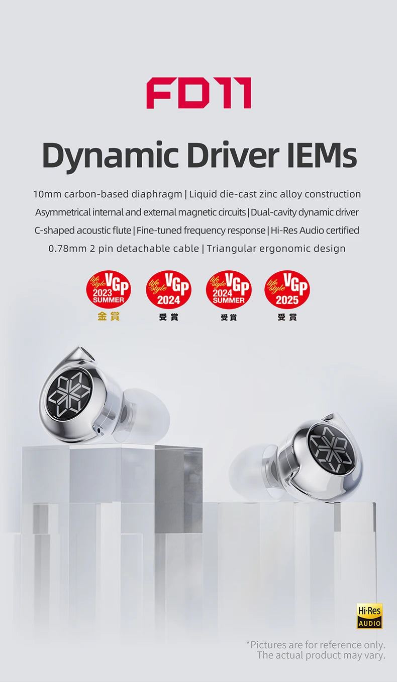 FiiO FD11 Earphones High performance Dynamic Driver IEMs Earbuds with 0.78mm Detachable Cable