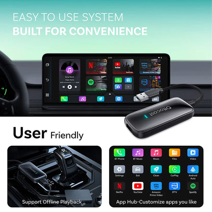 OTTOCAST Play2Video Ultra Carplay Ai Box Wireless Android Auto Adapter Built in Youtube Netflix For VW Benz Ford 99% of Cars