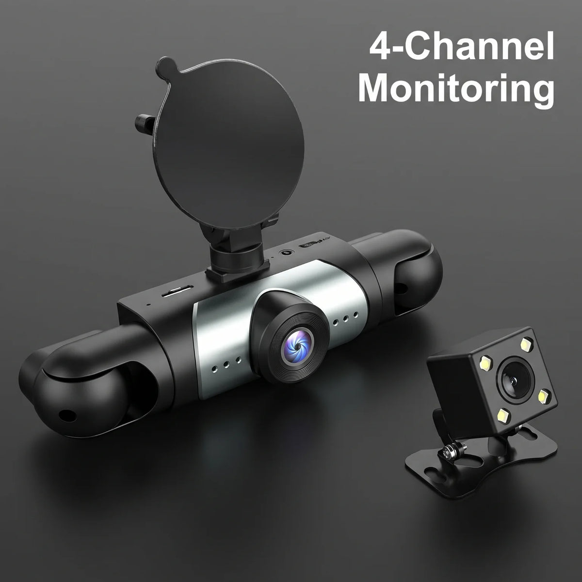 Car Dash Cam 4 Channel 3.16 Inch Screen Four Way Recording Front Left Right Rear Camera With 64G TF Card 1080P Front Dashcam 150 Degree Wide Angle Loop Recording Motion Detection Multi Language Vehicle Driving Recorder For Ca