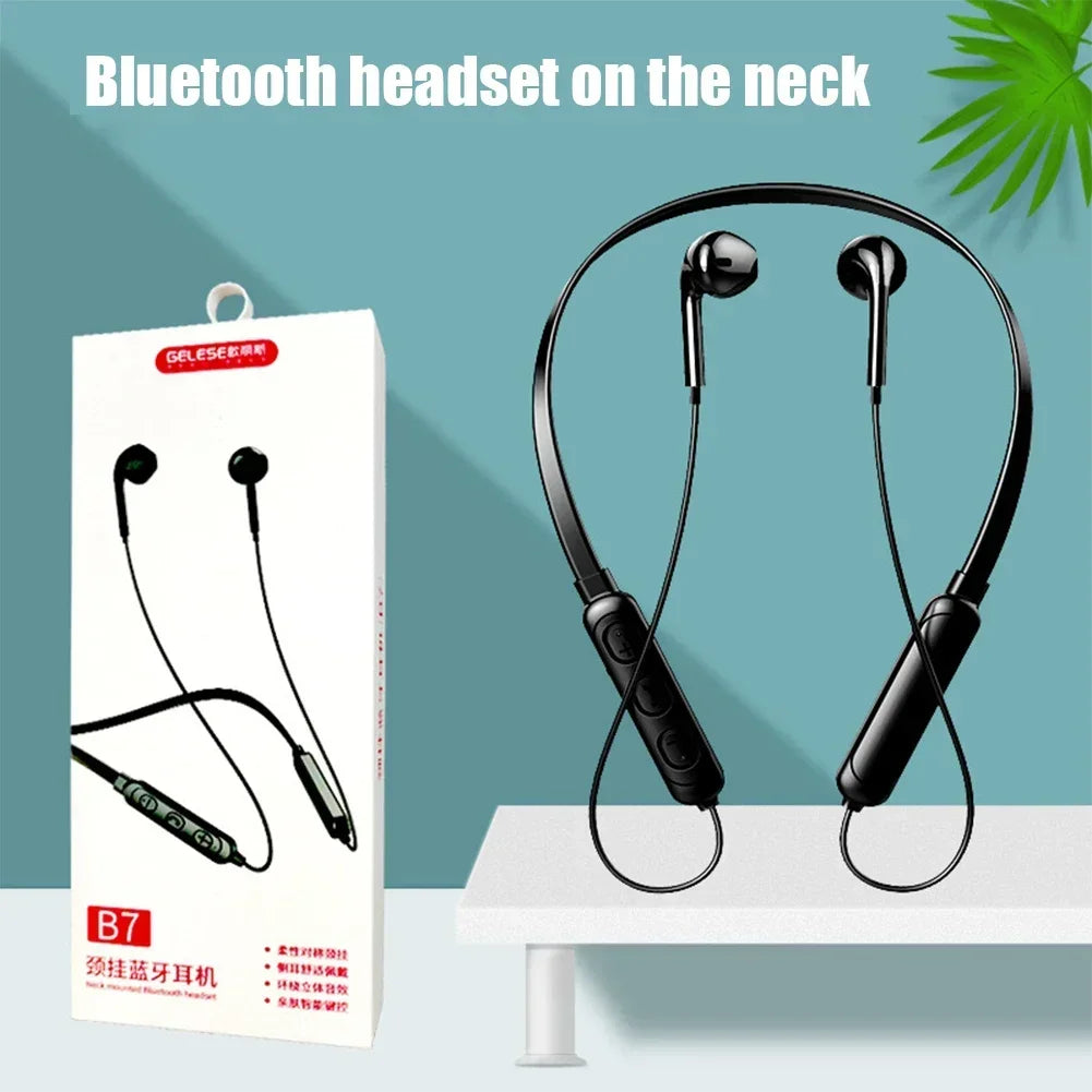 B7 Hanging Neck Headset Sweatproof Bluetooth Earphones Wireless Sports Headphone Stereo Neckband Earbuds for Smartphone Huawei