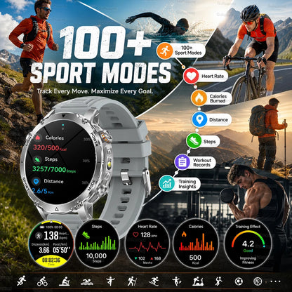 New 1400mAh Big Battery Smart Watch Men Outdoor GPS Flashlight IP68 Waterproof Bluetooth Call AMOLED Military Sports Smartwatch