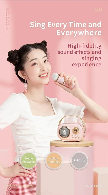 Karaoke Portable Wireless Bluetooth Speaker With Microphone Machine Radio FM Caixa De Som Mini Sound Box Music Small Column Mp3