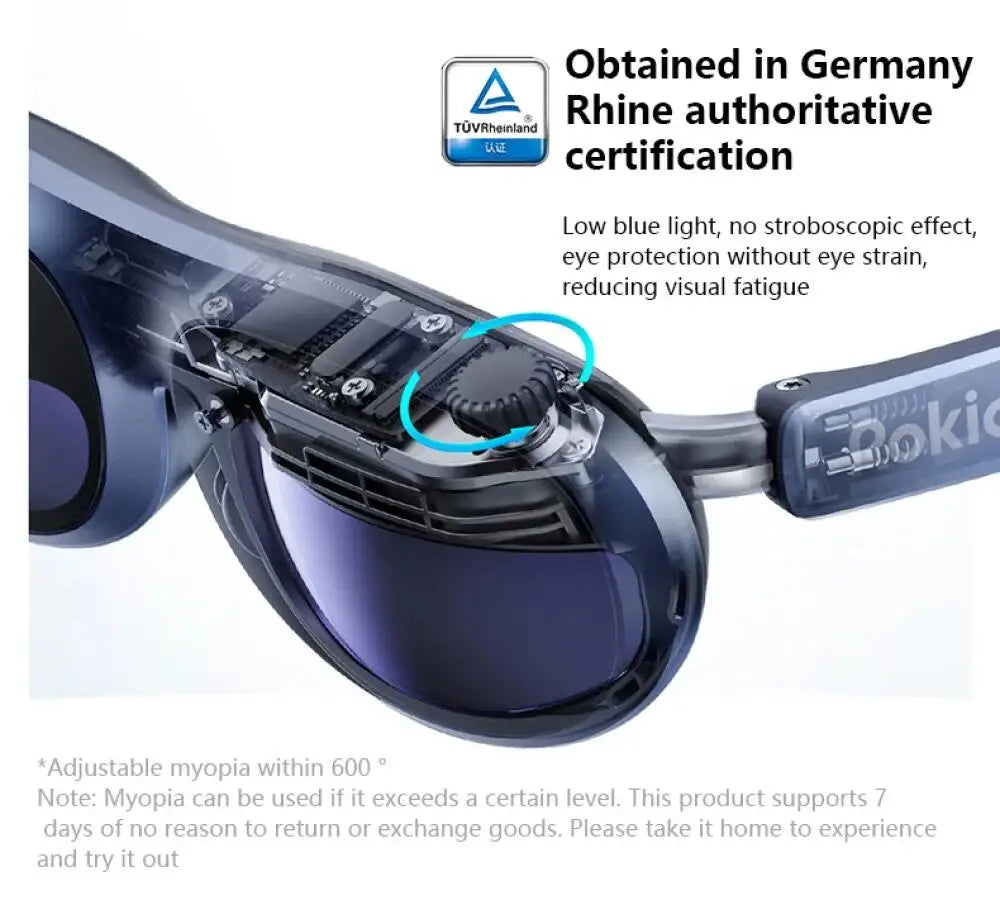 Rokid Max AR 3D Smart Glasses Station Overseas Global Version Micro OLED 215' Max Screen FoV Viewing For Video Games