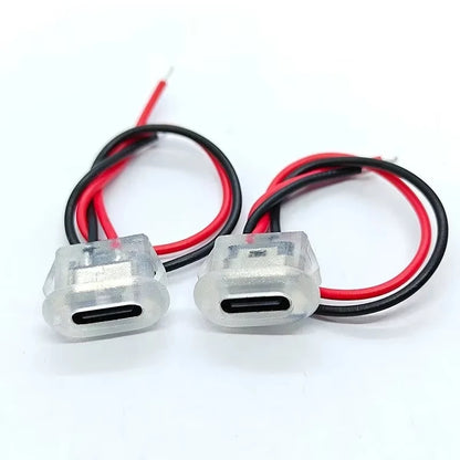 Type C Female Connector Waterproof USB C Female Jack Socket 2 Pin 3A Charging Port Power Cable Extension Direct Crimp Mount