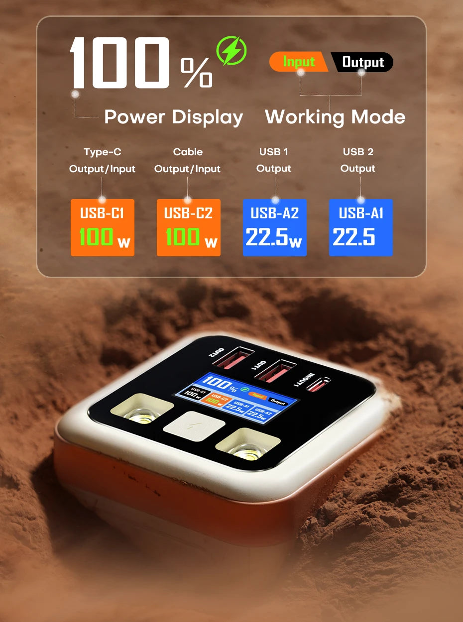 QOOVI 50000mAh Power Bank PD 100W Fast Charging Portable Large Battery Capacity Power Station For iPhone Laptop Samsung Xiaomi