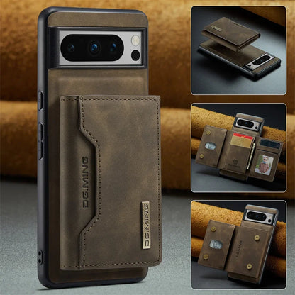 Luxury Magnetic Leather Wallet Case for Google Pixel 9 Pro 8 7 7A 6 6A Fold Pixel9 XL Pixel7 Kickstand Credit Card Holder Cover
