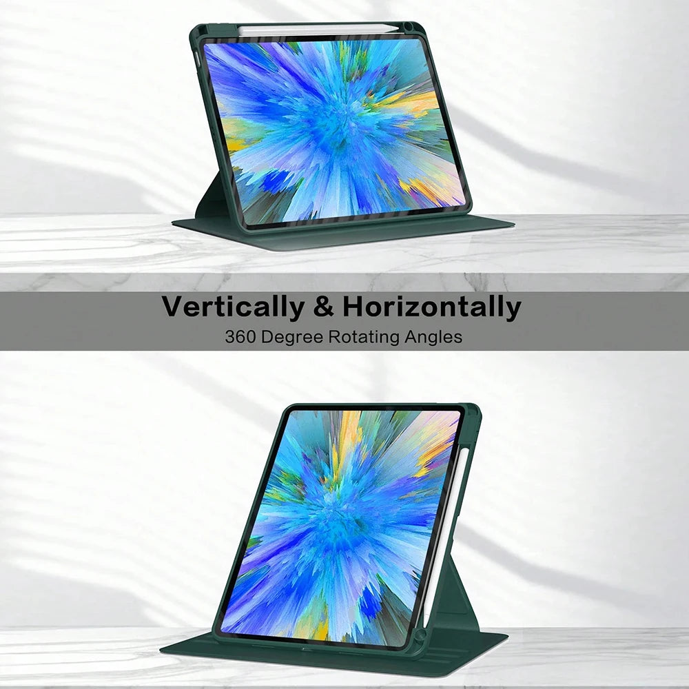 For iPad mini Air Pro 1 2 3 4 5 6 7 8 9 10 11 8.3 9.7 10.2 10.5 10.9 11 12.9 13 360 Degree Rotating Acrylic Case Auto Wake/Sleep