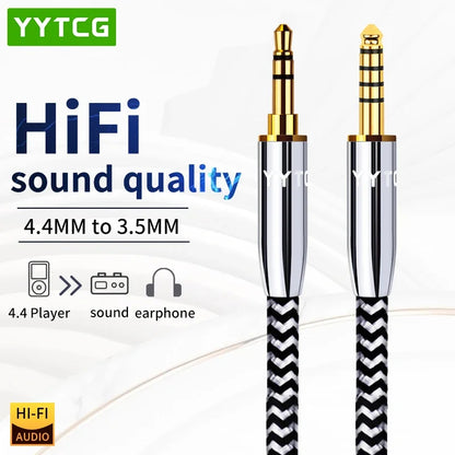 YYTCG 4.4mm Balanced to 3.5mm AUX Audio Cable OFC Male to Male HIFI Interconnect Cord For Audio Player DAC Amplifier Headphone