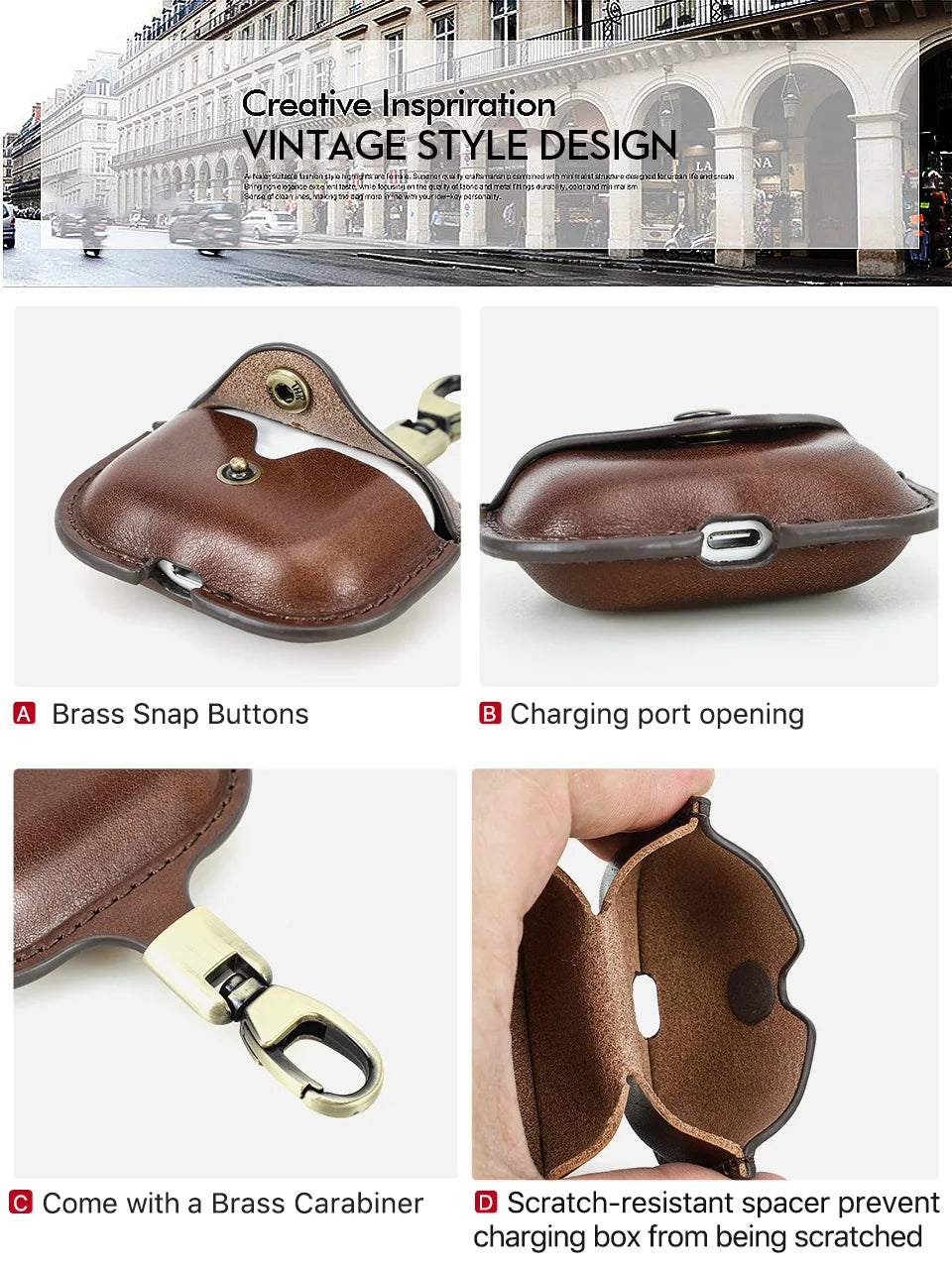 Genuine Leather Cover for AirPods Pro 3 Case Airpod Pro 2nd 1st generation Bluetooth Wireless Headphones Charging Box with Hook