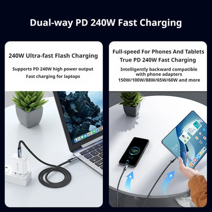 SAMZHE USB4 USB C to USB C Cable 40Gbps 8K 240W PD3.1 Fast Charging Type C Data Video Cable for MacBook iPhone iPad Monitor Dock