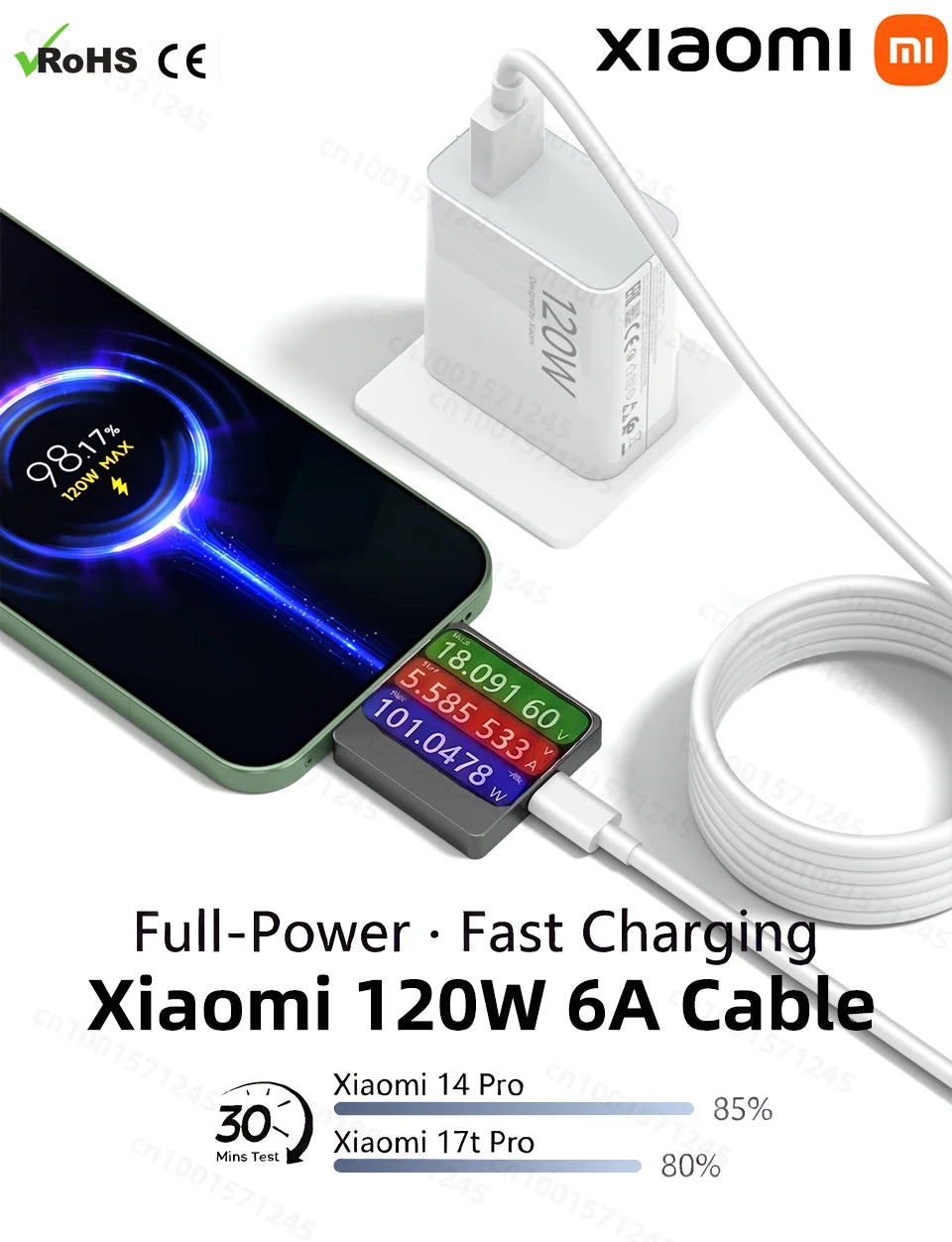 XIAOMI Original Usb Type C Cable 120W 100W 90W 67W 45W Turbo Fast Charger Mi 17 15 14 13 12 T Pro Ultra Poco F8 X8 X7 Redmi Note
