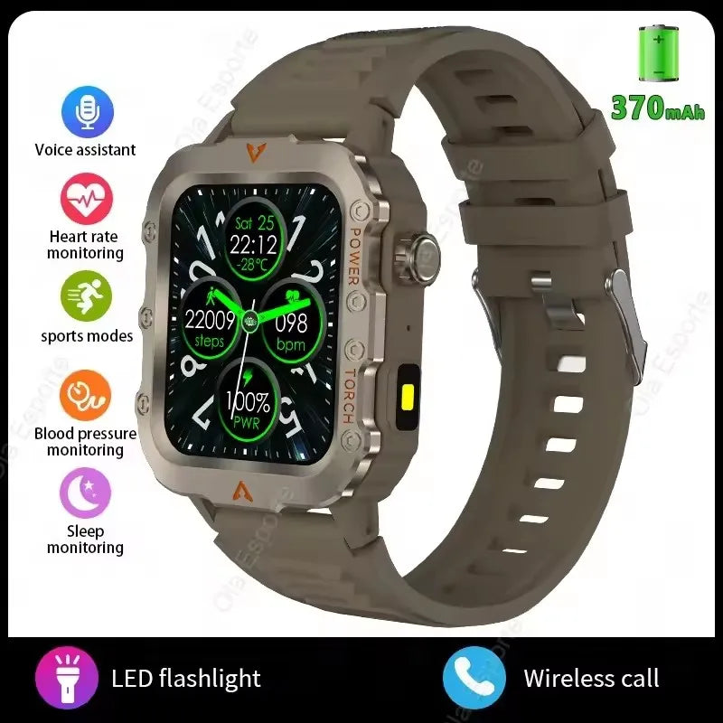 2026 New Rugged Military GPS Smart Watch Men Bluetooth Call Health Monitoring Sports 5ATM Waterproof Smartwatches Man Pk HT30