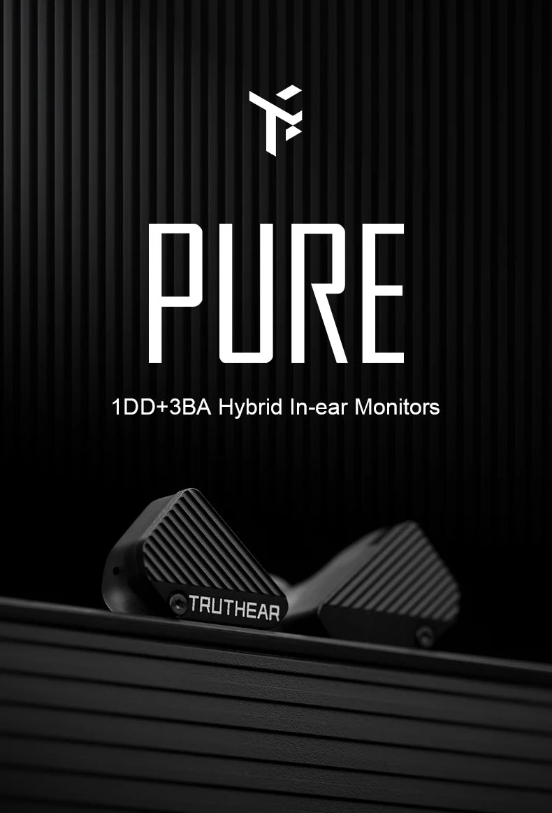 TRUTHEAR PURE Earphones 1DD+3BA Hybrid Wired In-Ear Headphones HIFI Earplugs 3.5mm Plug 0.78mm 2Pin Gaming Headset