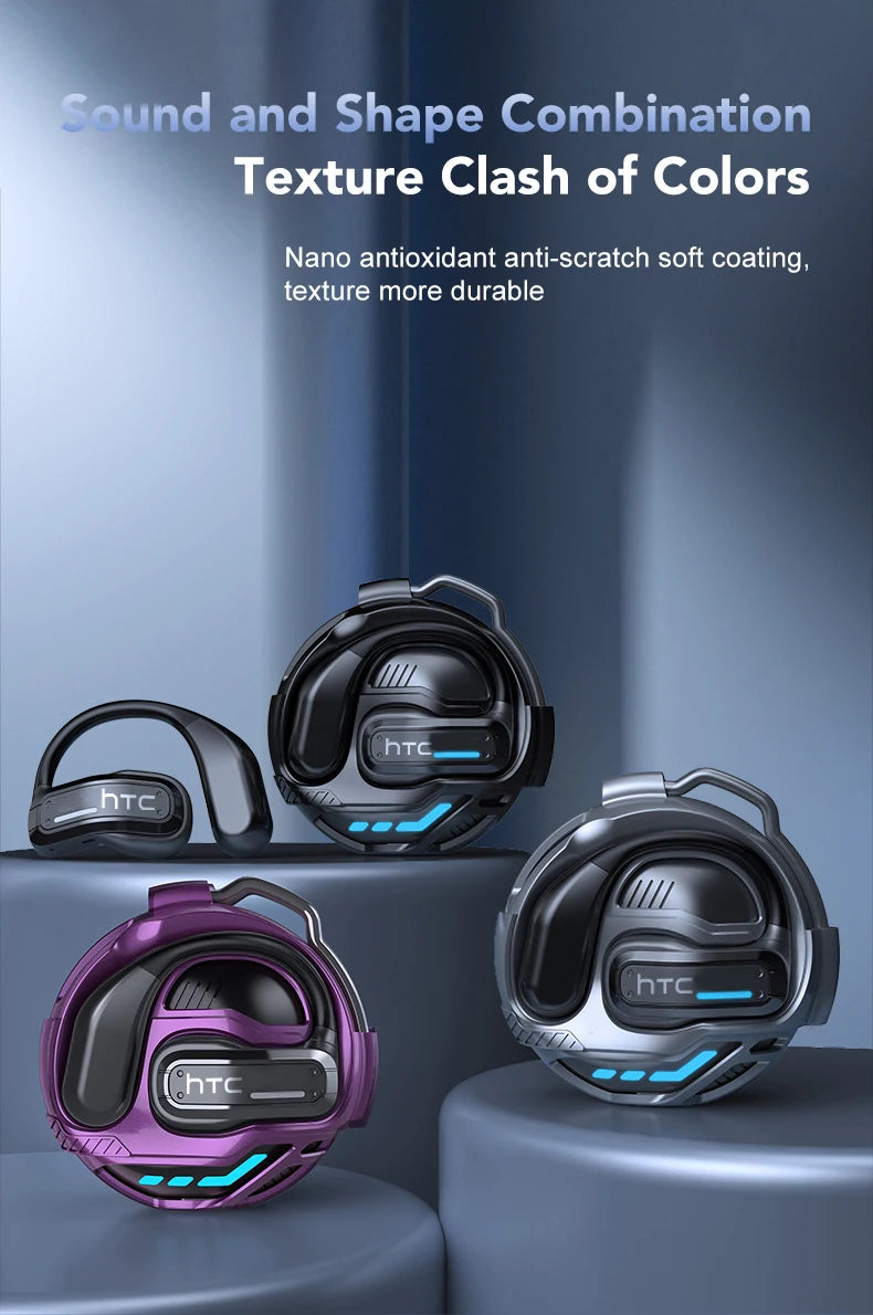 AI Translator Earphone HTC NE02 Open Ear Wireless Bluetooth Headphones Hifi Sound Quality Low Lacenty Sport Earbuds With Mic