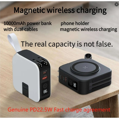 Magnetic Wireless Charging Bank 10000mAh PD22.5W Built-in Cable Plug 3in1 Fast Charging Portable Power Bank for iPhone 17 16 15