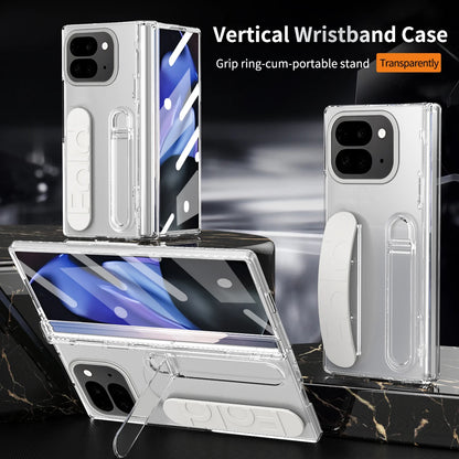 For Google Pixel 10 9 Pro Case Skin Friendly Folding Hinge with Elastic Wrist Band Screen Tempered Film Cover Pixel Fold 2 Stand