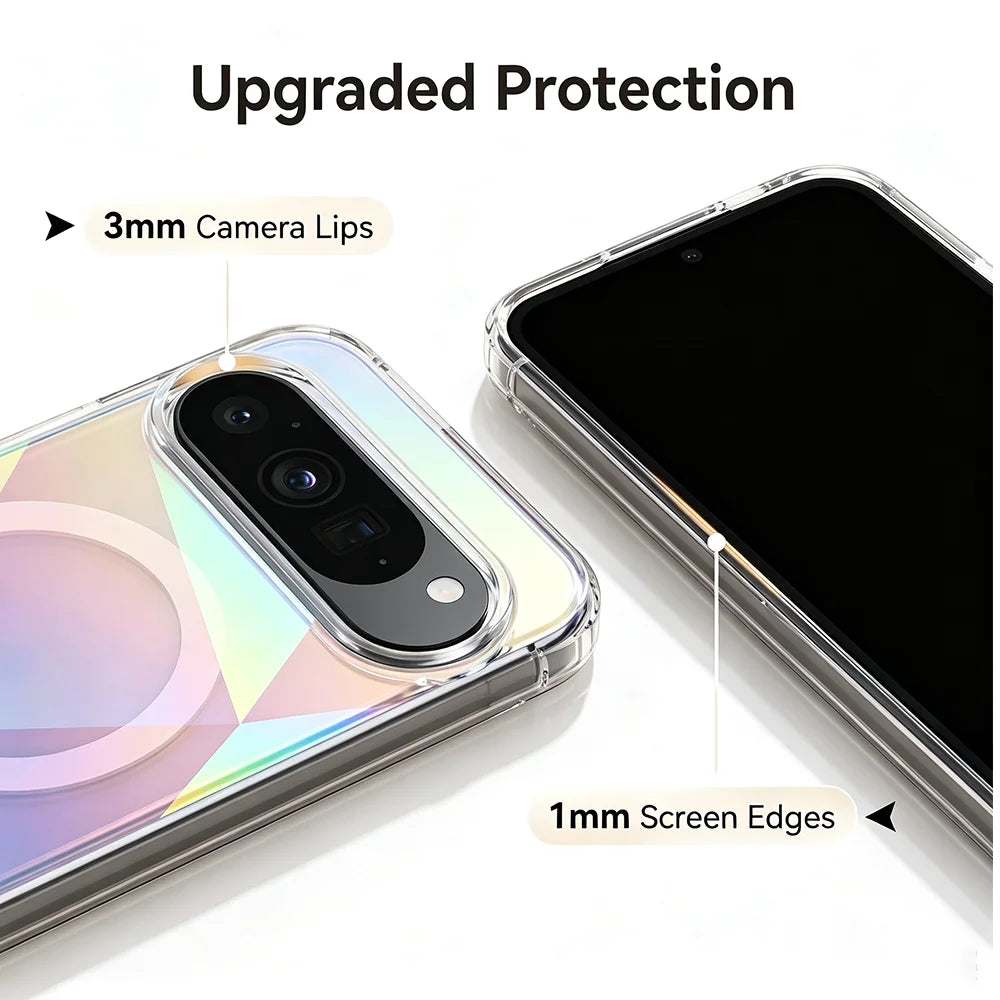 Clear Rainbow Magnetic Phone Case For Google Pixel 11 10 9 Pro XL A For Magsafe Wireless Charge Shockproof Bumper Tough Cover