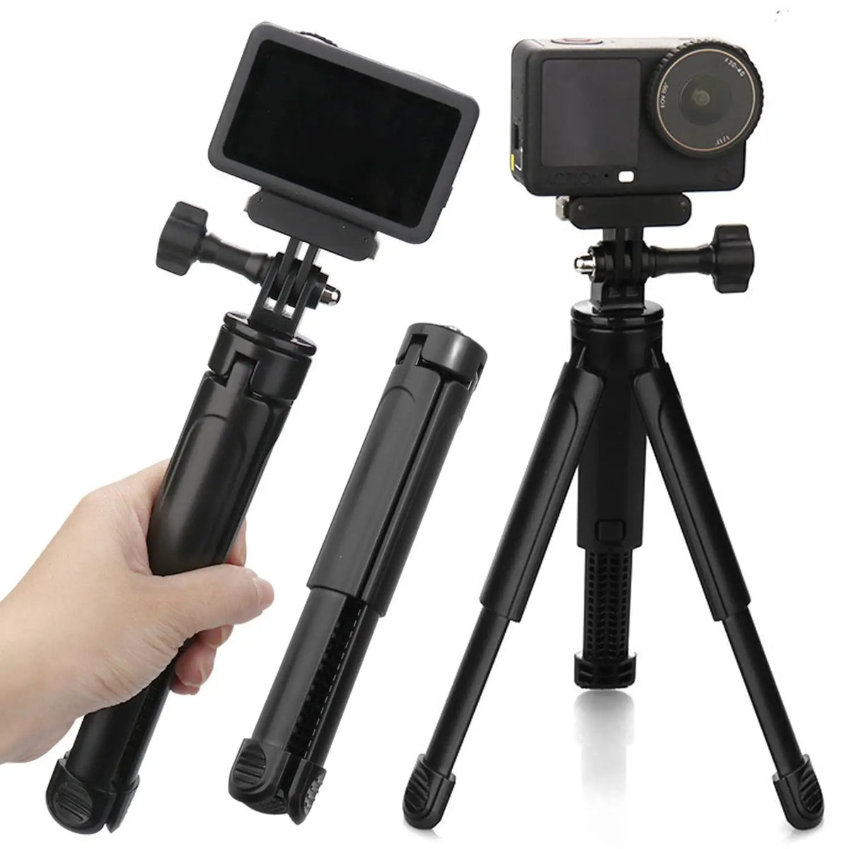 Extendable Mini Tripods  Stand Portable Tripod for DJI Pocket 3/4 GoPro Insta360 Phone 1/4” Mount Desktop Tripod for Vlog Live