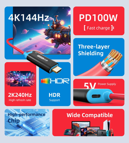 CABLETIME Switch 2 Dock Station Portable TV Dock 4K144Hz USB C to HDMI Cable  PD 100W Adapter Prefect Switch 2/1 OLED for PS4/5