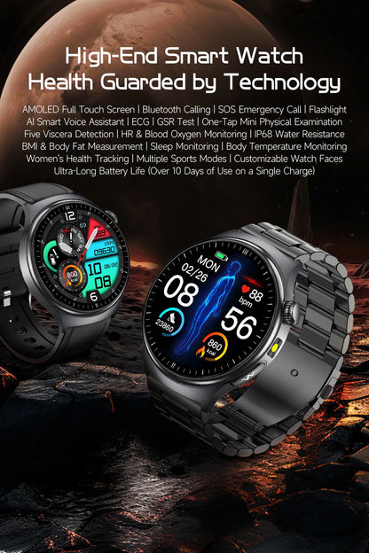 2026 New Accurate Diagnosis ECG Smart Watch Body Fat Blood oxygen BP Health Sport HD AMOLED Screen call Smart watch Men Women