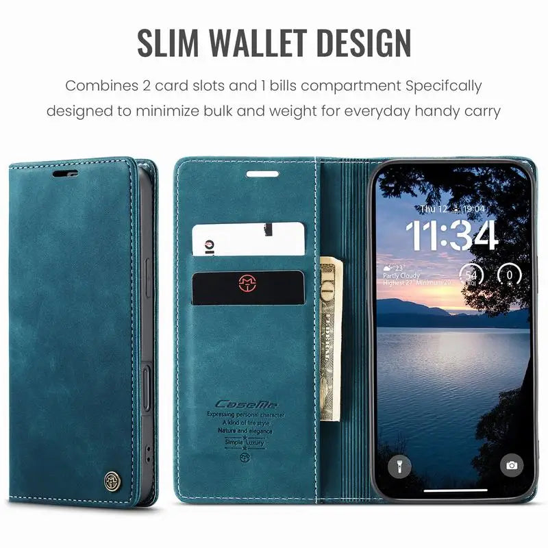 Leather Case For iPhone 17 16 15 14 13 12 11 18 Pro Max Air 16E X XR XS Max SE 2020 6 6s 7 8 Plus Luxury Magnetic Phone Cover