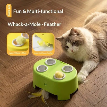 Whack A Mole Smart Cat Toy Automatic Pop-Up Rechargeable Feather Toy for Cats Interactive Playing Kitten Training Pet Supplies