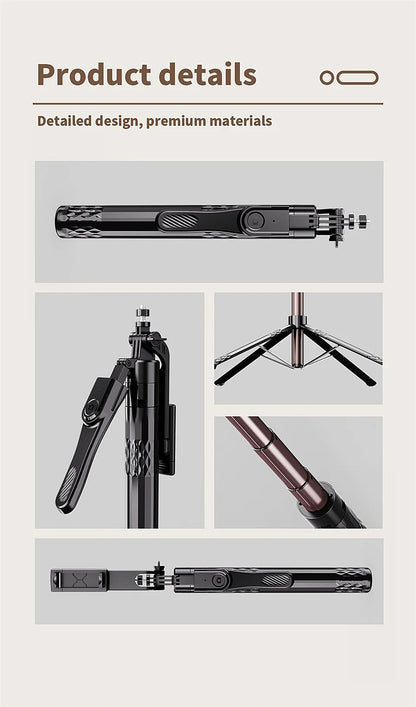 FANGTUOSI Long 185cm 360 Rotation Stabilizer, Selfie Stick Tripod for Smartphone Camera With Bluetooth Shutter for Live Video