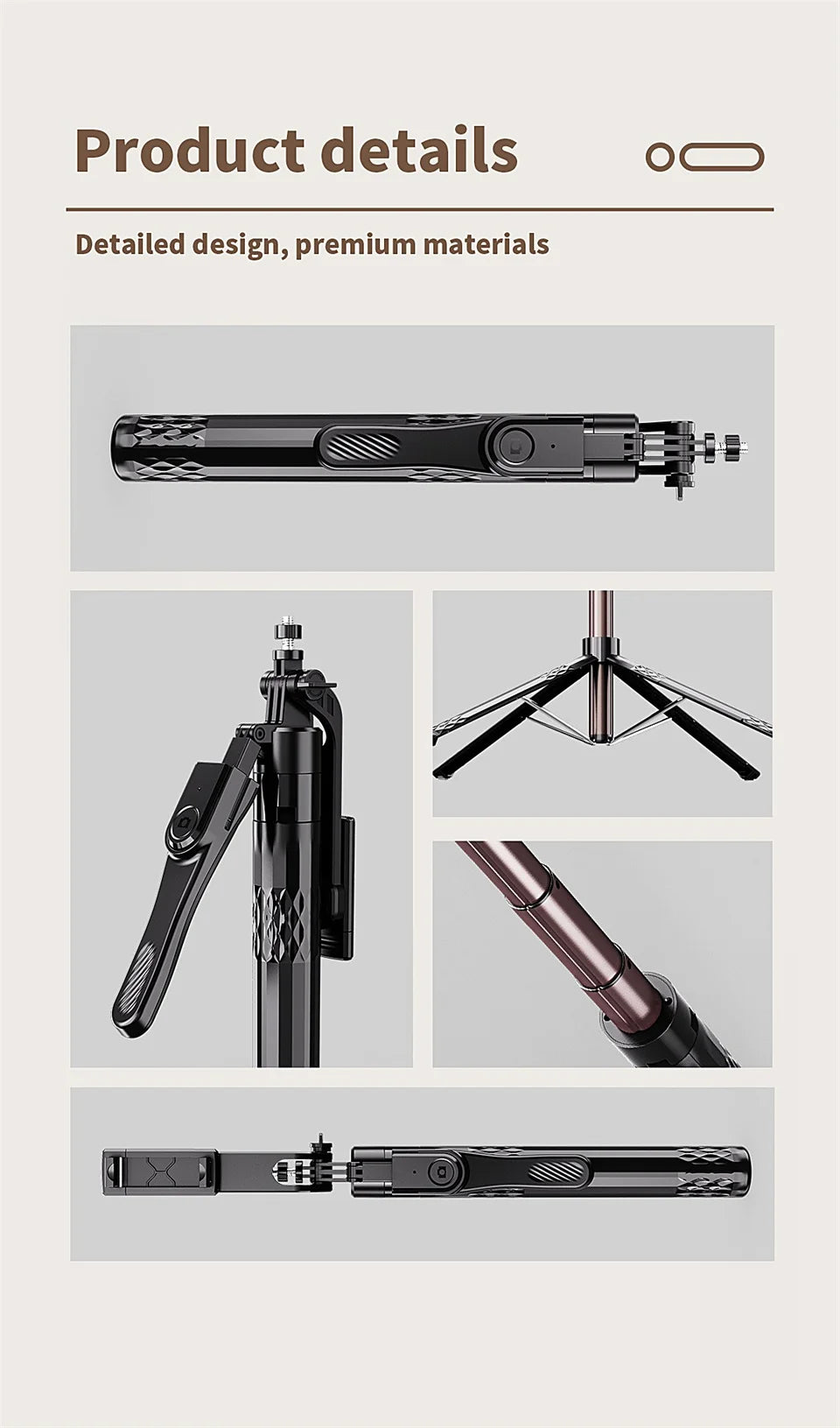 FANGTUOSI Long 185cm 360 Rotation Stabilizer, Selfie Stick Tripod for Smartphone Camera With Bluetooth Shutter for Live Video