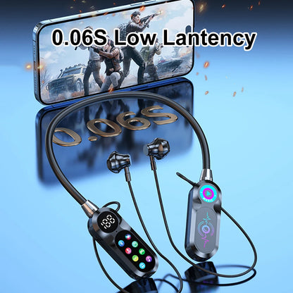 KEBIDUMEI Neckband Headsets with HD Screen Bluetooth 5.4 Earphones Wireless In Ear Earbuds HiFi Stereo Voice Assistant TF Play