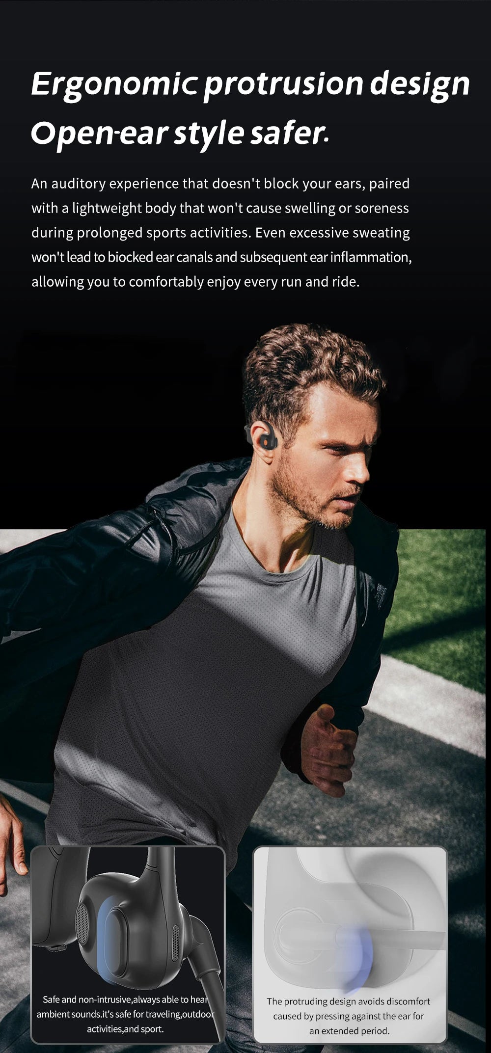 DG09 Bone Conduction Headphone Wireless Bluetooth 5.3 Headset Outdoor Sport Earphones IPX5 Waterproof Hands-free with Microphone