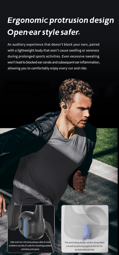 DG09 Bone Conduction Headphone Wireless Bluetooth 5.3 Headset Outdoor Sport Earphones IPX5 Waterproof Hands-free with Microphone