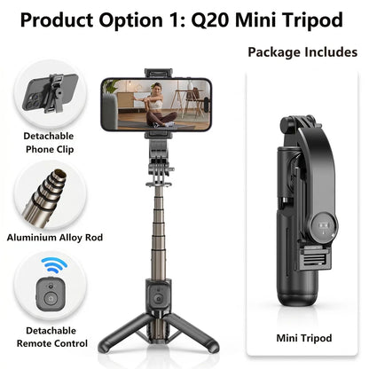 TOKQI Mini Selfie Stick Tripod with 3 Color Fill Light Detachable Holder 360 Rotation Bluetooth Remote for Vlog Live Streaming