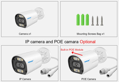 Smar 4K 8MP POE IP Camera Built-in Microphone Outdoor Waterproof H.265 Audio Video Surveillance CCTV Home Security Onvif XMEye