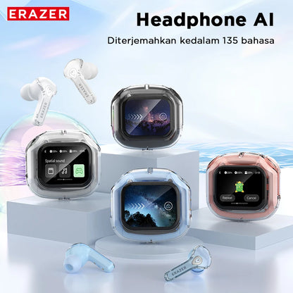 Low Latency Earphones ERAZER XP16 Wireless Earbuds AI Translation High-definition LCD Display For Music Sports Gaming Office